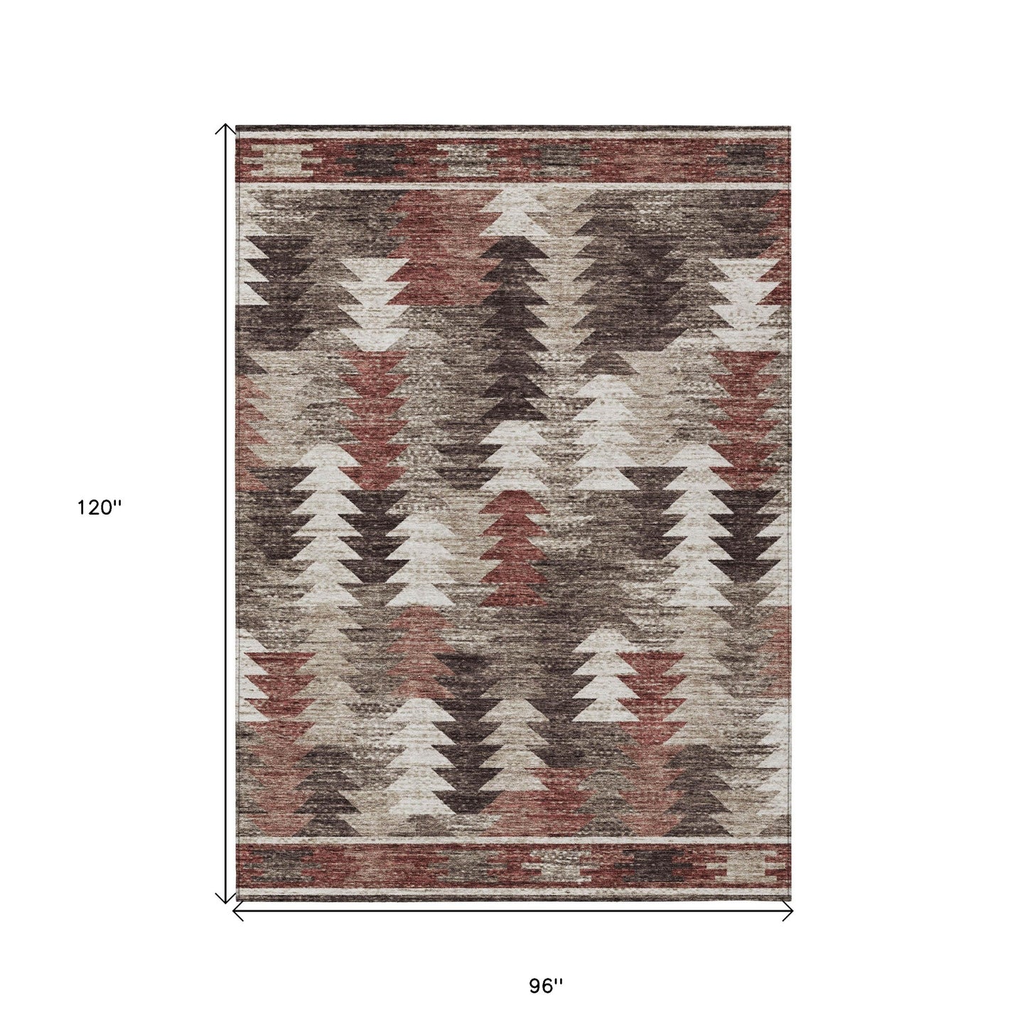 8' X 10' Brown And Ivory Southwestern Washable Indoor Outdoor Area Rug