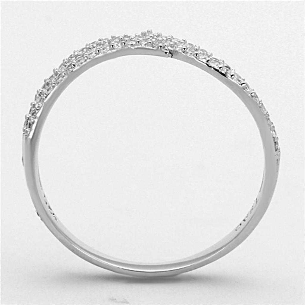 TS146 - Rhodium 925 Sterling Silver Ring with AAA Grade CZ in Clear