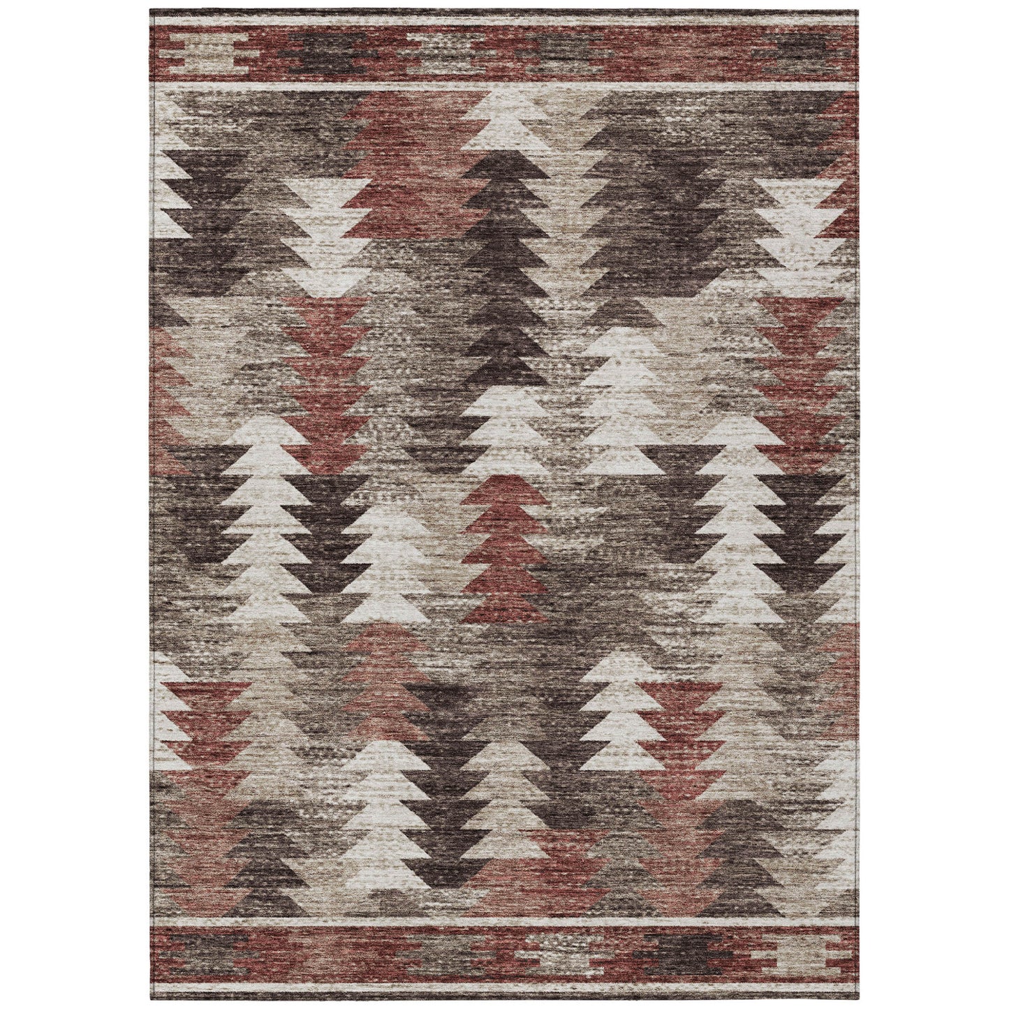 8' X 10' Brown And Ivory Southwestern Washable Indoor Outdoor Area Rug