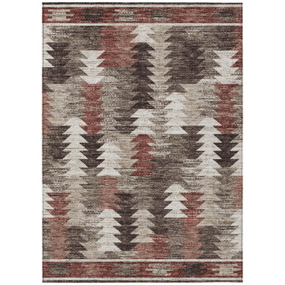 8' X 10' Brown And Ivory Southwestern Washable Indoor Outdoor Area Rug